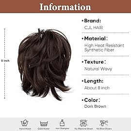 CJL HAIR Claw Clip Short Ponytail Hair Extensions DIY Bendable Metals Messy Bun Hair Piece for Wonen Straight Synthetic Fake Hairpieces Dark Brown