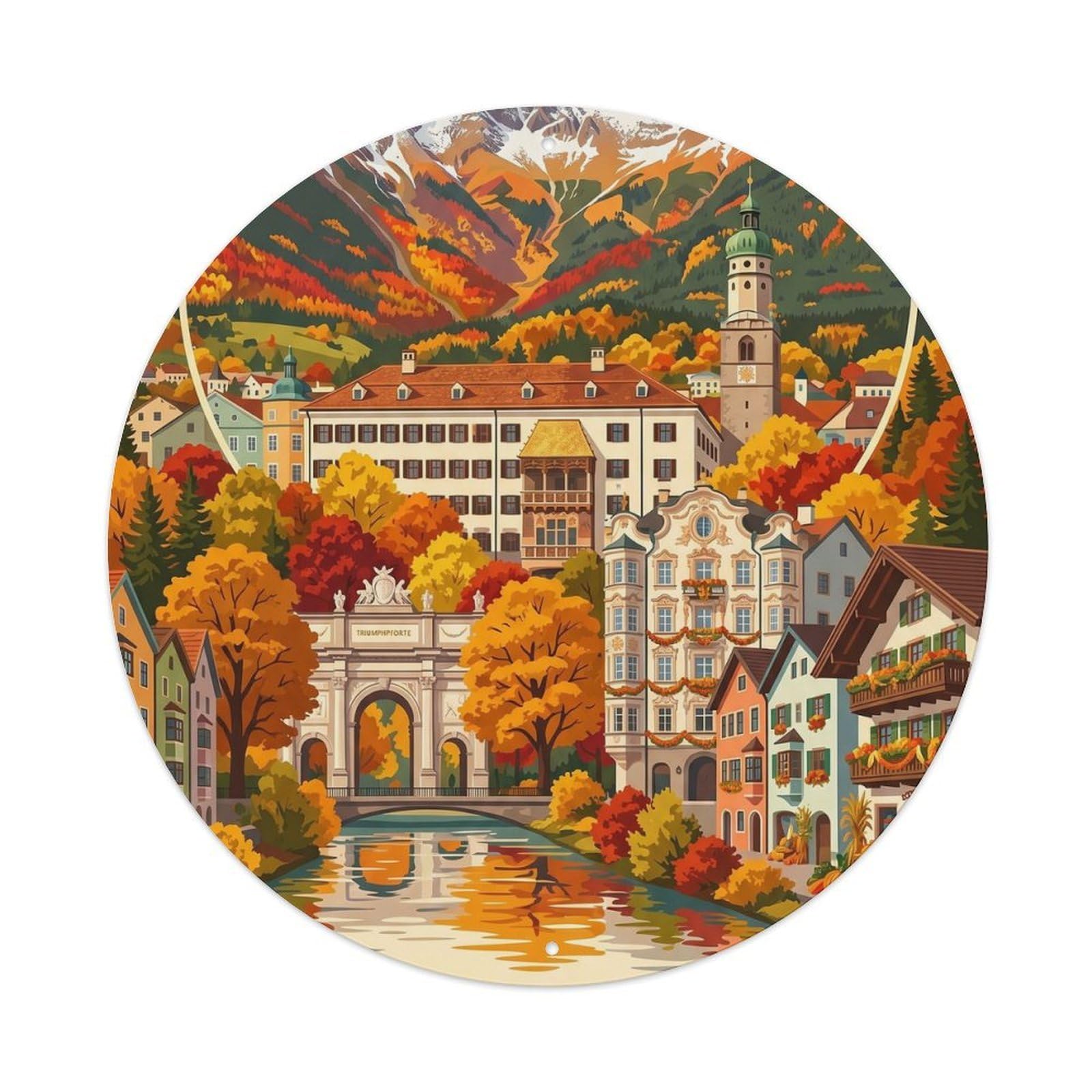 Vintage Travel Innsbruck Austria Autumn Metal Tin Sign