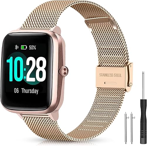 Vista 9 de Harikiri Correa de metal compatible con ID205L, correa de repuesto de 0.75 pulgadas para Veryfitpro, Yamay Fitness, GRV, Willful, Popglory, Rosado