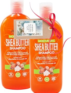 Shampoo Bundle With Moisturising Shea Butter Shampoo For Natural Curls & Waves Healthy Glossier Locks Infused With Shea Butter & Avocado Oil 420ml 2 Pack - By Oerich Gift