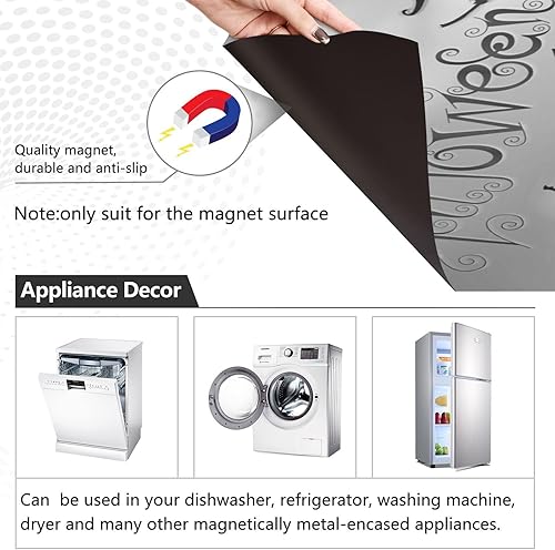 Miniatura 2 de Calcomanías magnéticas para lavavajillas con diseño de castillo espeluznante de Halloween, calabaza, bruja, murciélago negro, cocina, nevera,