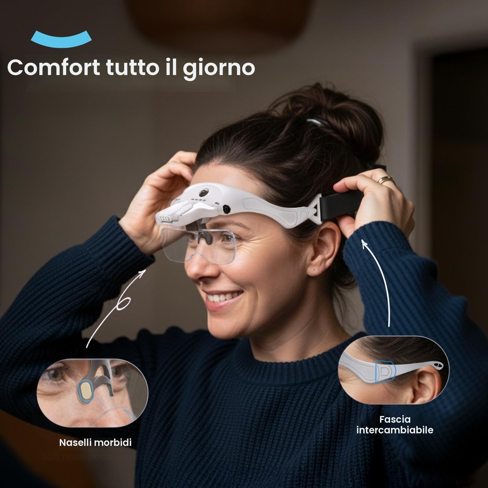 ARTDOT Lente Ingrandimento con Luce 4 LED, Occhiali Professionali per Modellismo