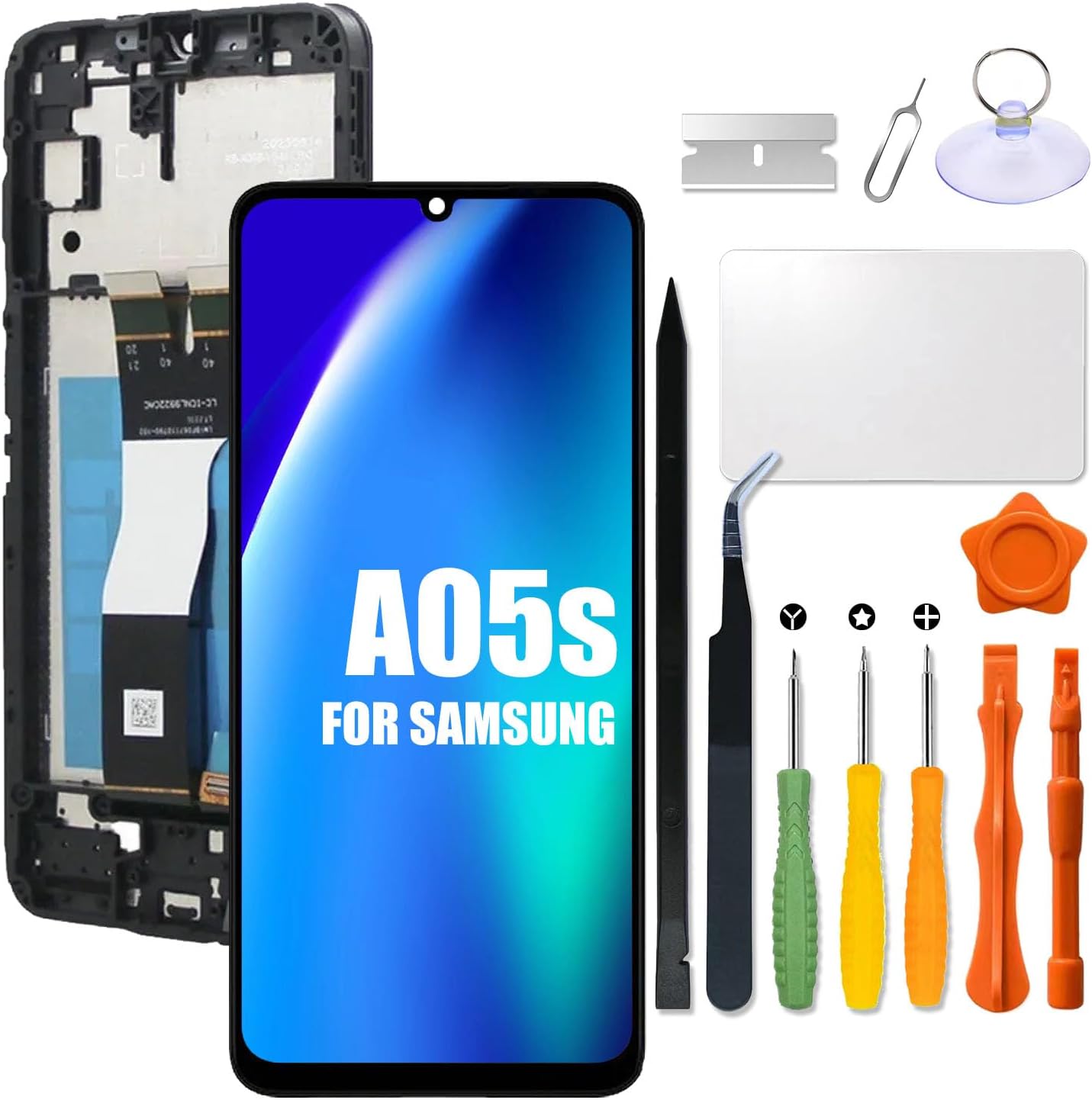 Replacement for Samsung Galaxy A05S LCD Screen with Frame for Samsung A05s A057F A057M A057G LCD Touch Screen Internal Digitizer Assembly with Repair kit