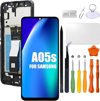 Replacement for Samsung Galaxy A05S LCD Screen with Frame for Samsung A05s A057F A057M A057G LCD Touch Screen Internal Digitizer Assembly with Repair kit