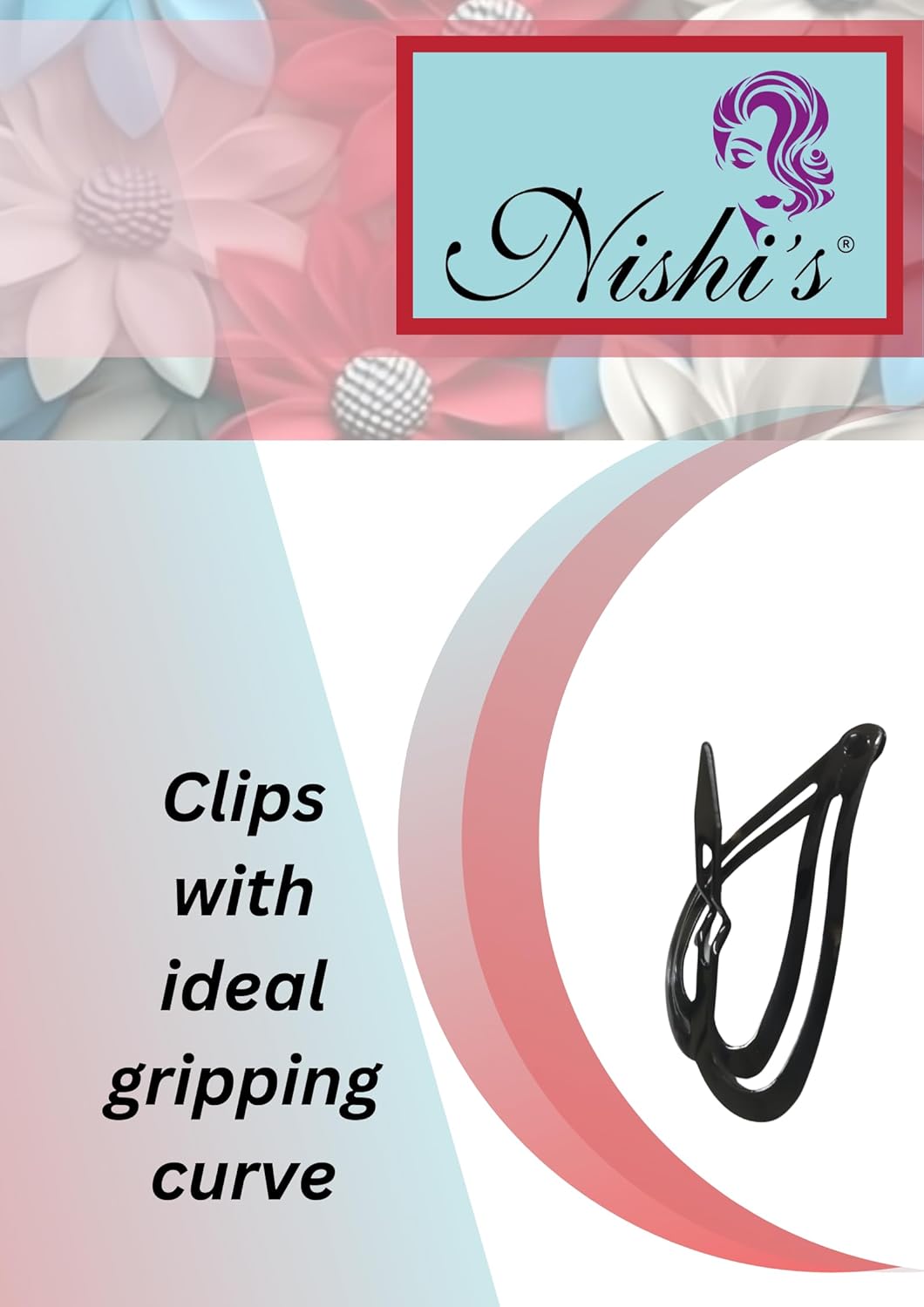 Nishi's - 24 Pack Regular and Small Size Heart Shaped Hair Clips Tik Tak Hair Accessories Shiny Black Metal Hair Clips for Women Heart Shaped Studs