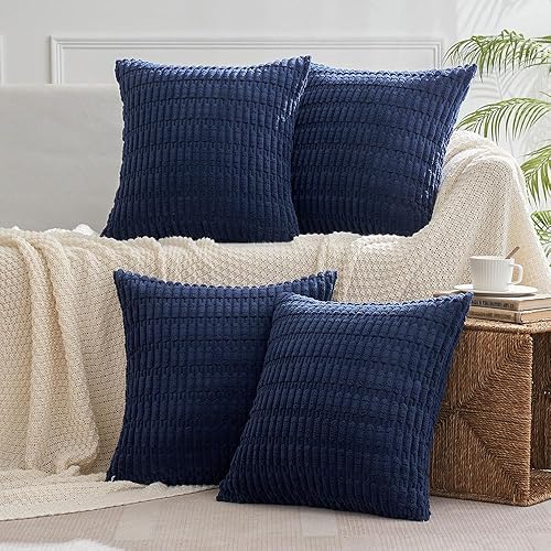 Miniatura 25 de MIULEE Juego de 4 fundas de almohada decorativas de pana estilo bohemio de primavera de 18 x 18 pulgadas para sofá, sala de estar, sofá y cama,