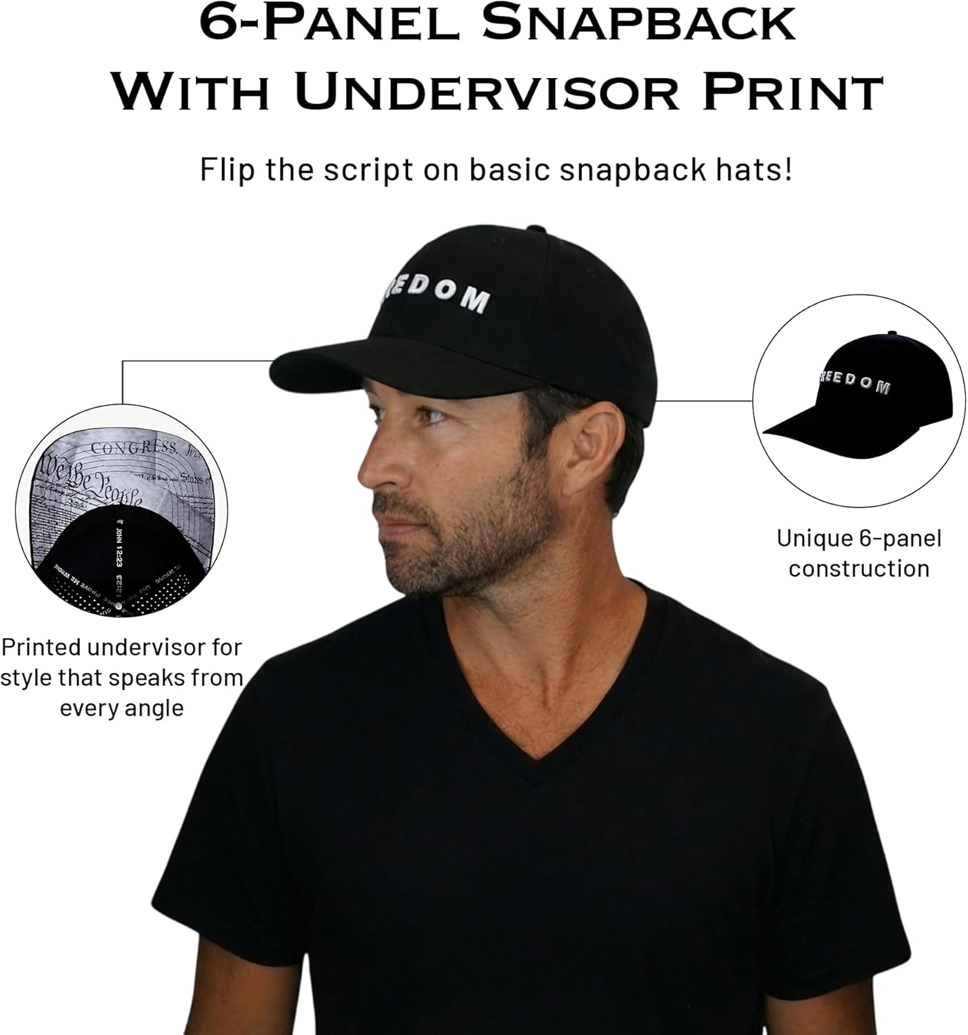 Freedom Hat | USA Trucker Hat for Men & Women | Breathable Water-Resistant Snapback | Undervisor Design