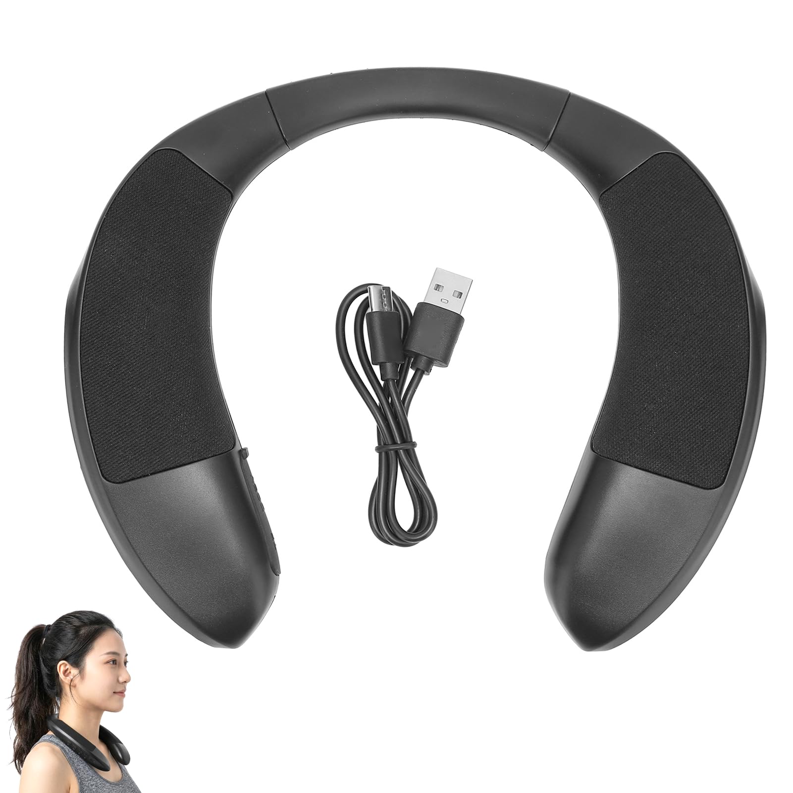 lvifloae Altoparlante con archetto da collo Mani multifunzione Chiamate chiare Suono stereo Altoparlante indossabile Bluetooth per giochi TV da lavoro a casa
