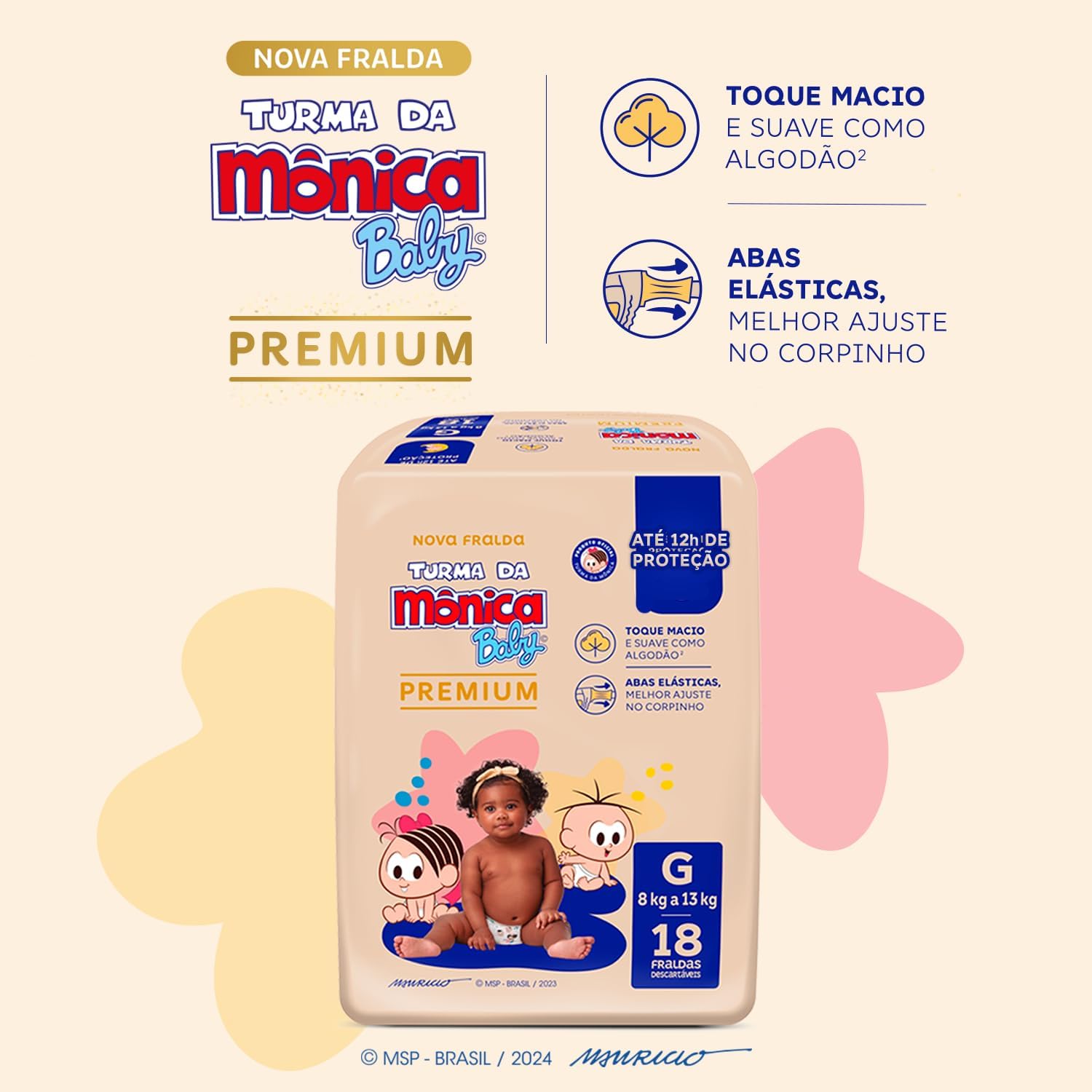 Turma da Mônica Baby Premium Jumbo G 18 Unidades