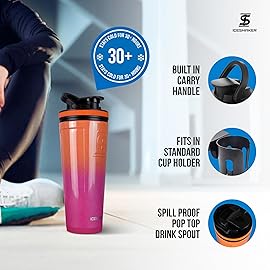 Ice Shaker Insulated Stainless Steel Shaker Bottle | 36oz, Summer | Cold for 30+ Hours | Insulated Cup with Twist-on Agitator | Odor-Free Bottle for Protein Shakes, Water, Smoothies, Cocktails