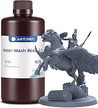ANYCUBIC Water Washable 2.0 3D Printer Resin, 405nm High Precision and Anti-Yellowing 3D Resin, High Resilience, Easy Post-processing Photopolymer Resin for LCD/DLP Printers(Gray,1kg)