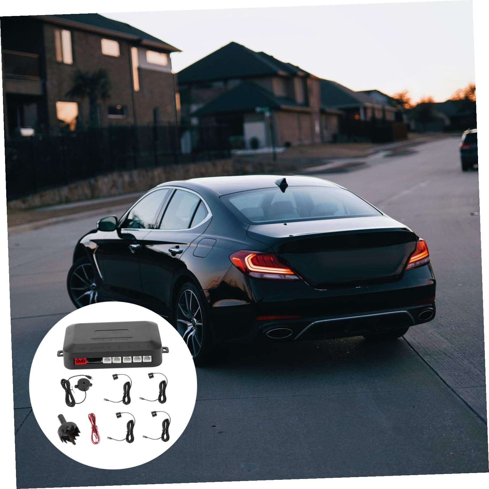 Sensore di Parcheggio Auto 4 Sensori Ldfm01 Abs Nero | Sistema a Doppia Cpu, Chipset Avanzato, per Manovre di Parcheggio e Retromarcia