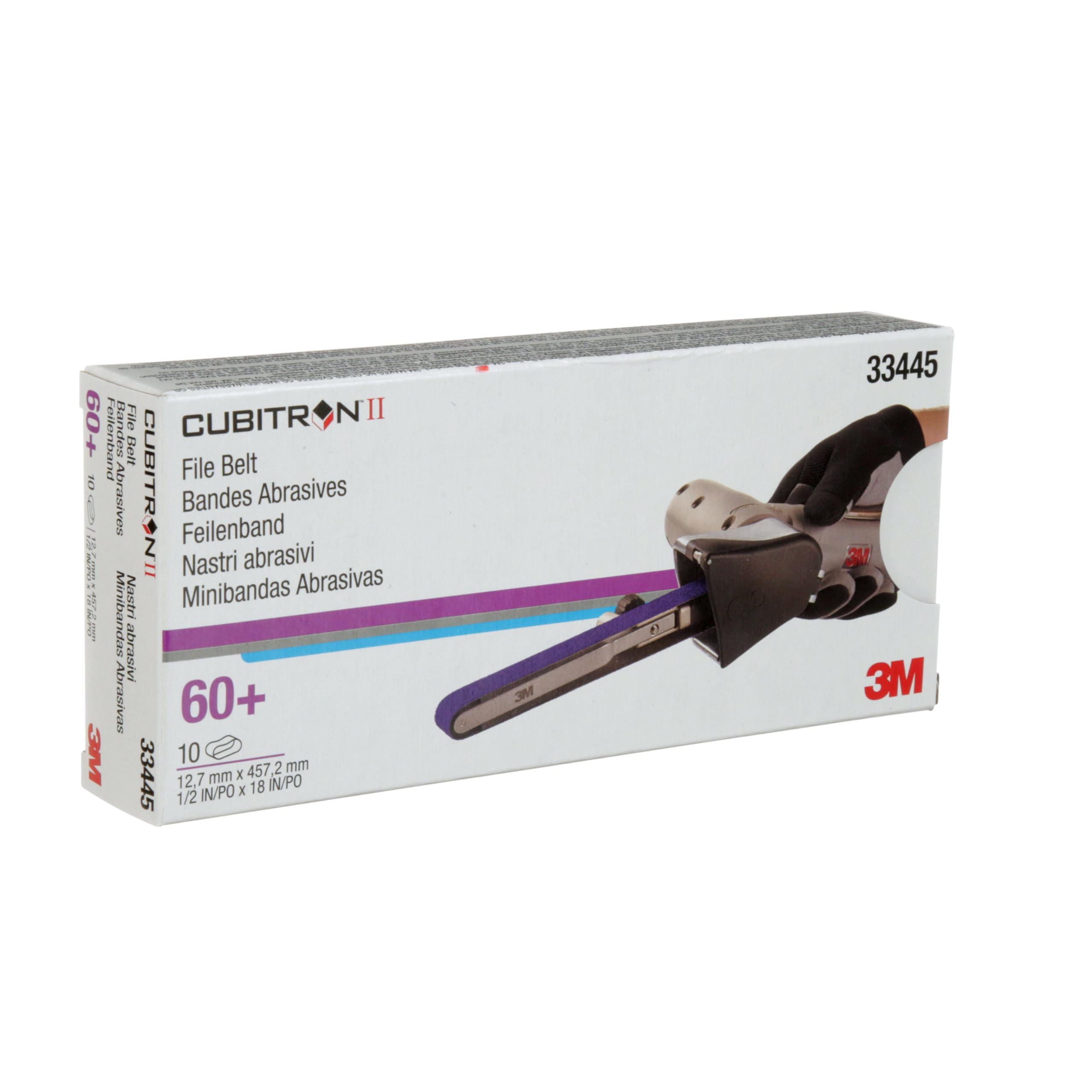 3M Cubitron II 33445 Cinghie di limatura a Grana 60+, 1,27 x 45,7 cm, Confezione da 10, Legate in Resina, per la rimozione di Saldatura a Punti