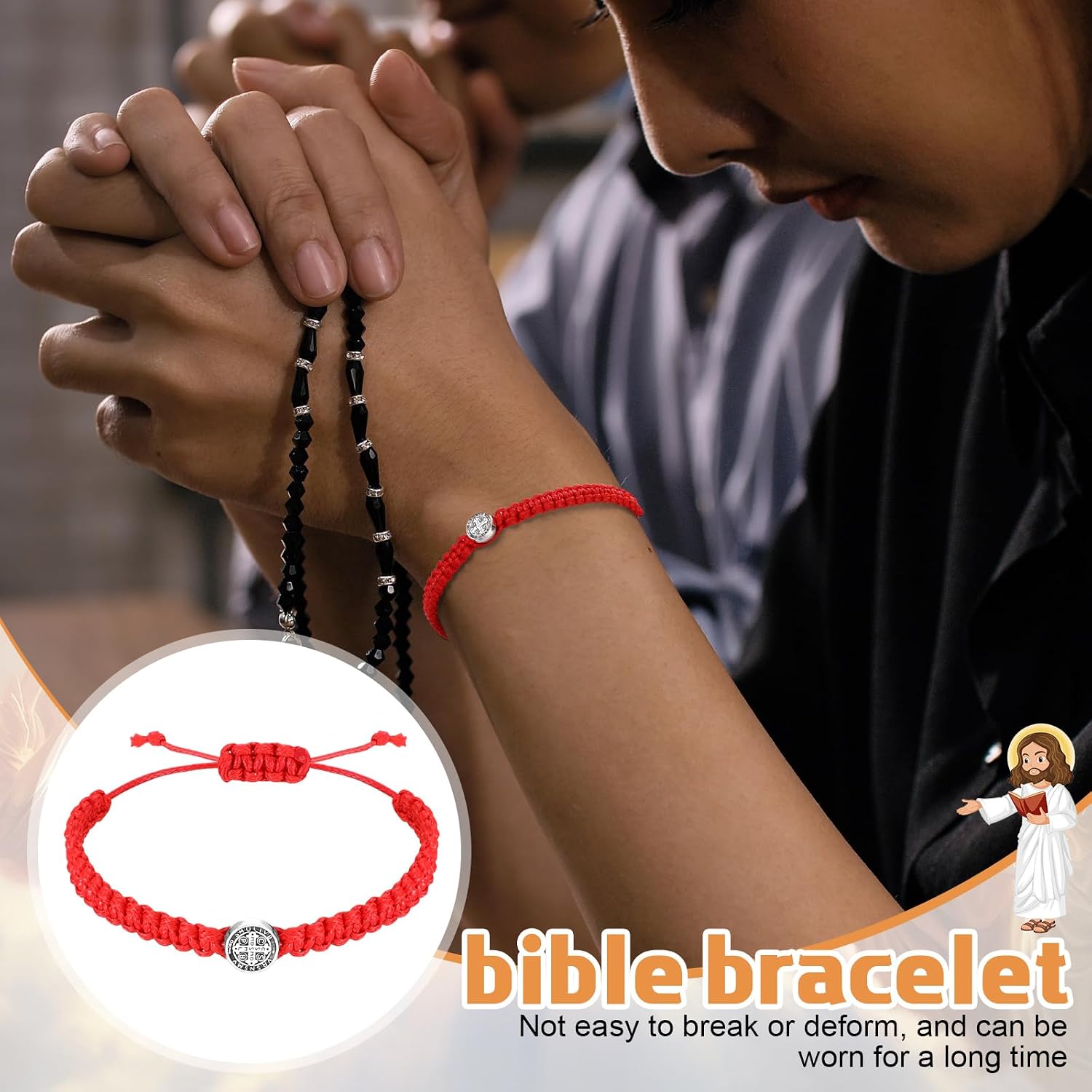 Landical 20 Pcs Catholic Bracelet Saint Benedict Medal Adjustable Bracelet Religious Gift for Men Women Vbs Church