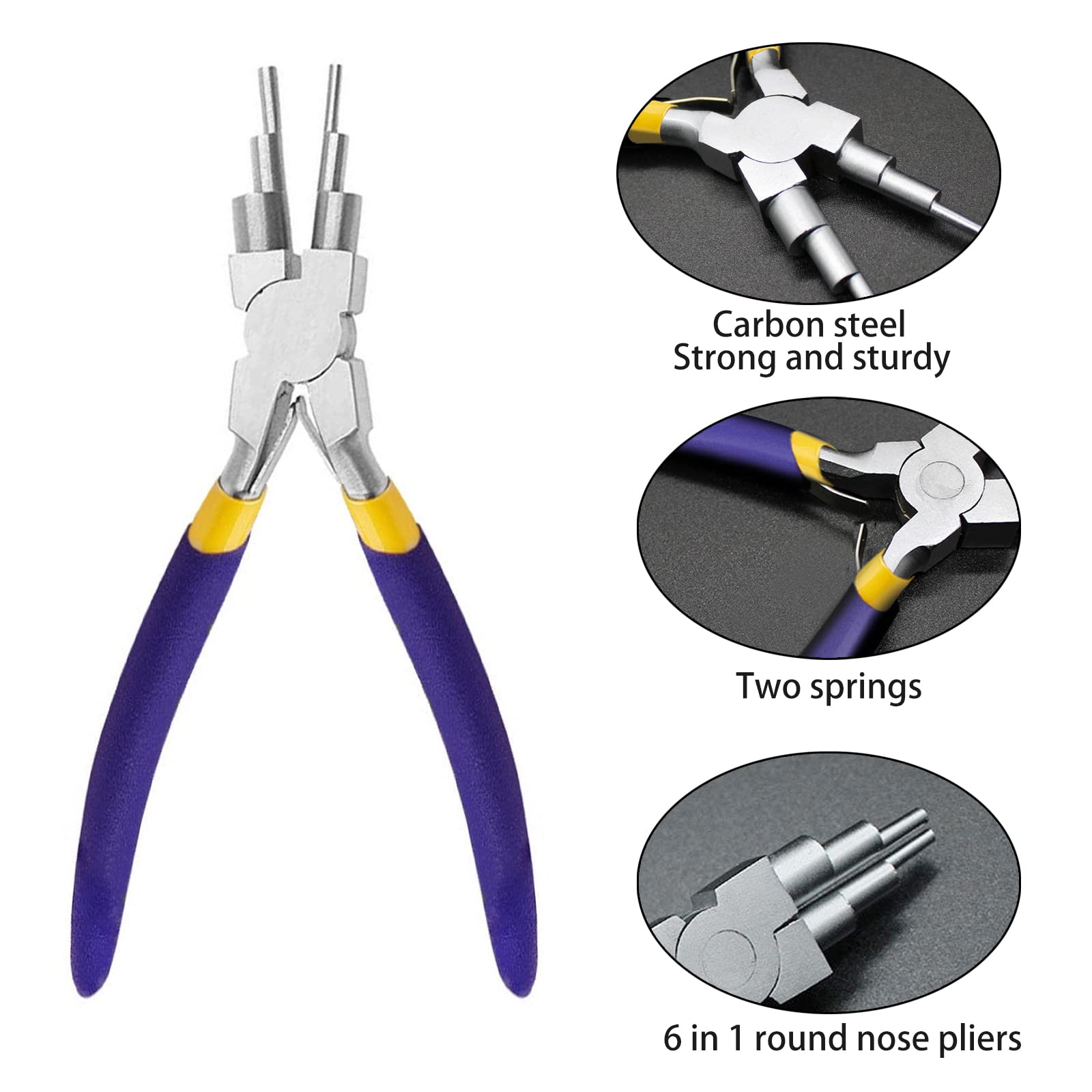 Pinze Per Gioielli 6 In 1 - Becchi Rotondi, Per Avvolgimento Cavi E Creazione Anelli, Impugnatura Gomma - Foto 14