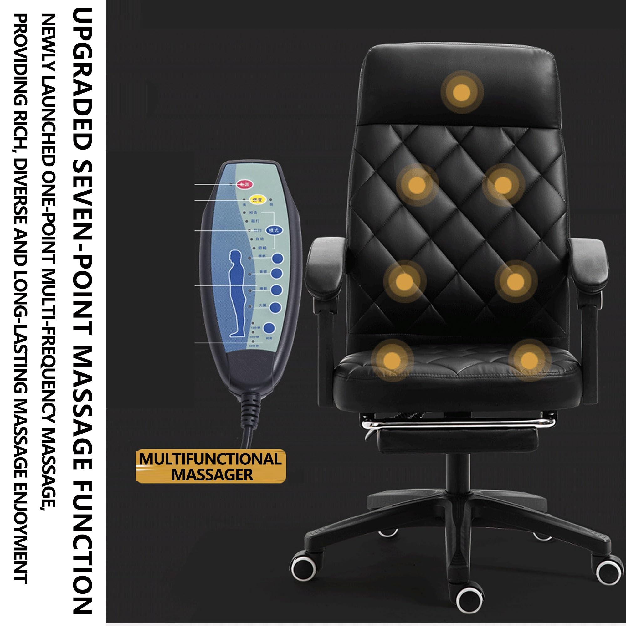 Ergonomiczne krzesło biurowe dla graczy z podnóżkiem i funkcją masażu, do domu, nauki, pracy, biura, salonu, sypialni, hotelu i jadalni, kolor brązowy