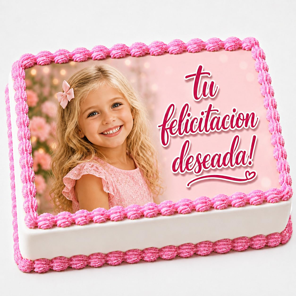 Imagen Comestible Personalizable para Tartas de Cumpleaños - Añade Foto, Nombre y Texto - Varios Tamaños Rectangular