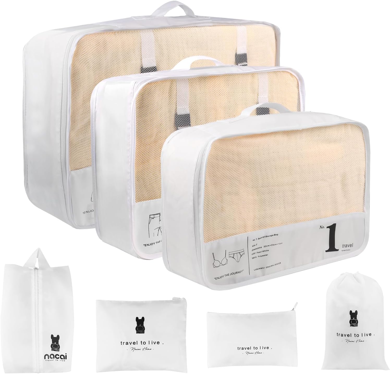 Travel Backpack See Through Expandable Compression Packing Cubes