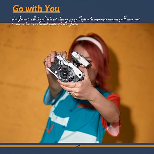 Miniatura 3 de Godox Lux Junior Retro Camera Flash, GN12 con 7 niveles de potencia de flash, CCT 6000K ± 200K con control óptico S1/S2 para Fujifilm, para Canon,