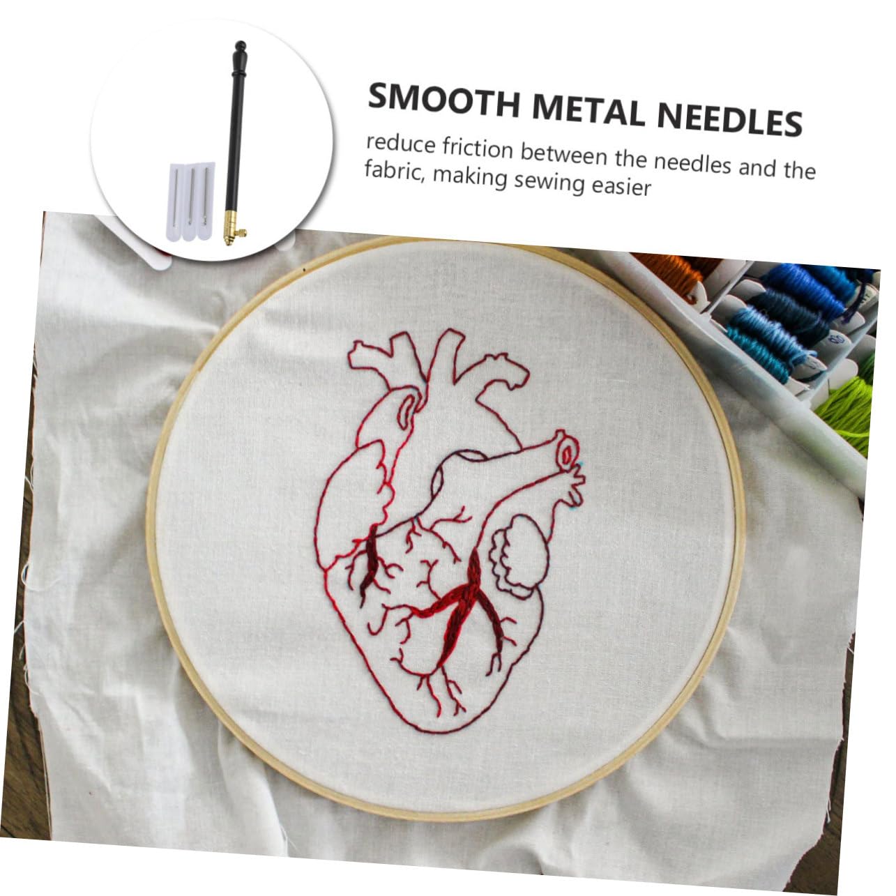 OSALADI French Beads Embroidered Beads Set Metal Handle Hook Needles for Embroidery Punch Knitting Set