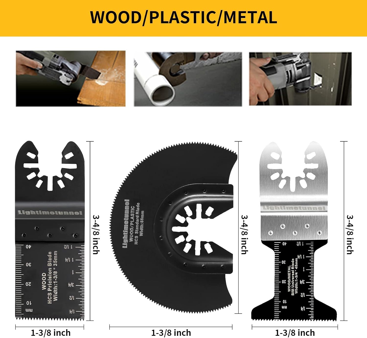 Best Review LIGHTIMETUNNEL 25 PCS Universal Metal Wood Oscillating Saw Blades Multitool Quick Release Tool Saw Blades Fit Black & Decker Porter Cable Dewalt Milwaukee Chicago Rockwell Makita Craftsman