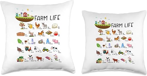 Miniatura 3 de Farm Life Alphabet Country Life Farm Baby Farmers Farming Throw Pillow, 16x16, Multicolor
