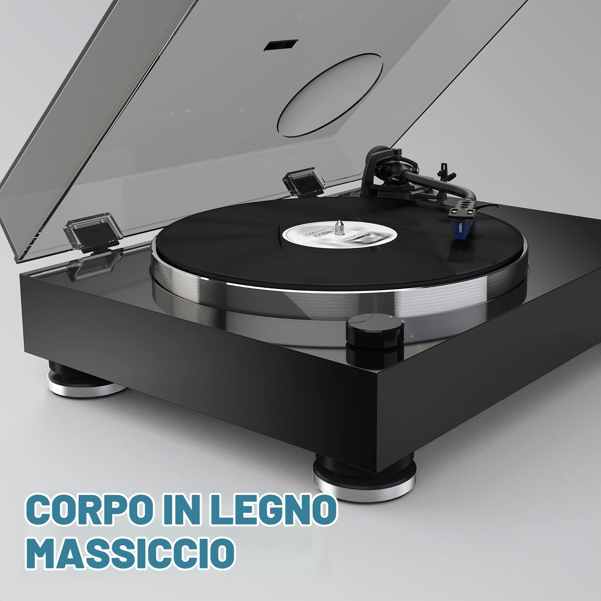 Reloop Turn X - Giradischi HiFi Premium con testina Ortofon 2M Blue, trazione diretta Super High Torque, controllo preciso della rotazione, 3 velocità, piatto in alluminio pressofuso fresato a CNC
