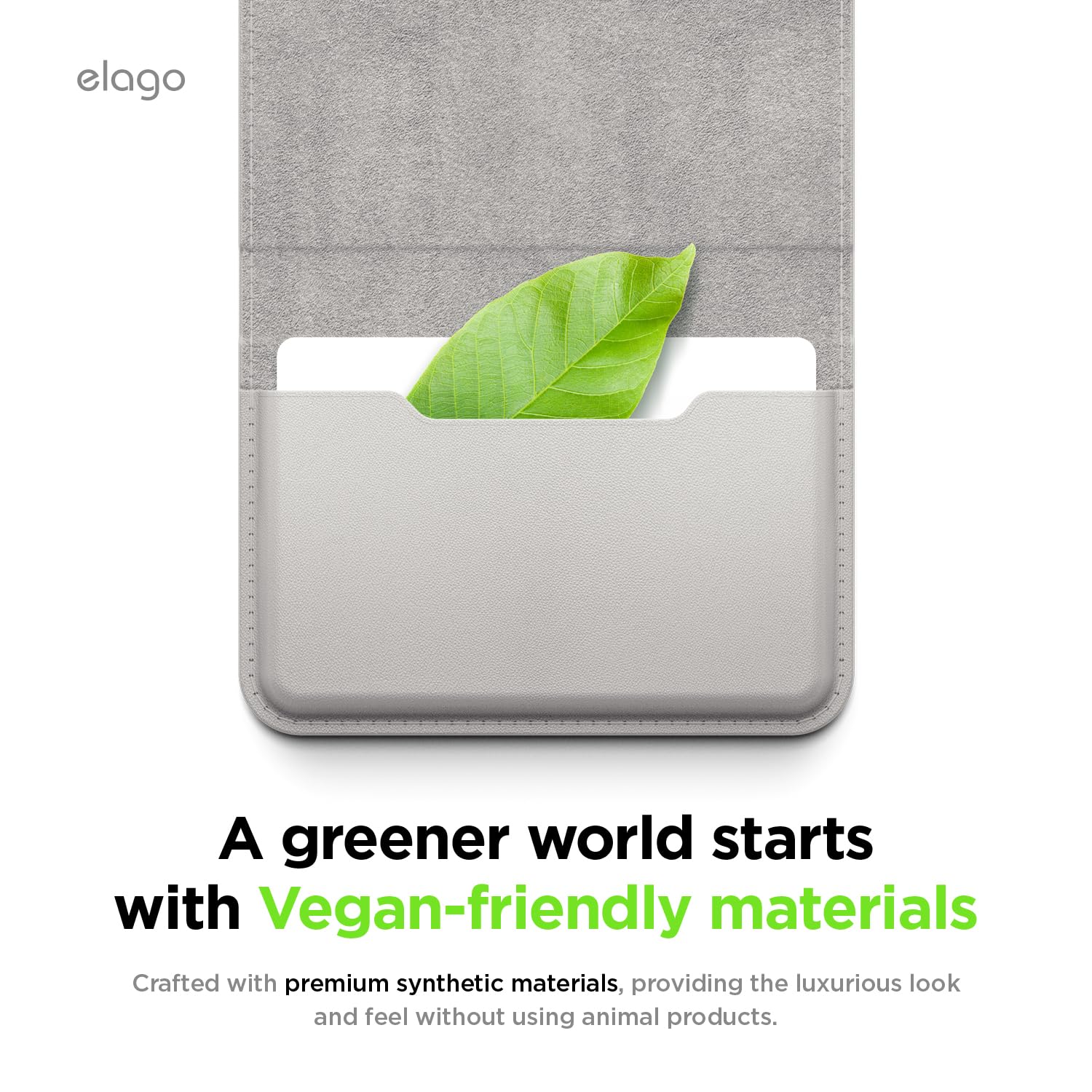 elago Tarjetero Magnético de Cuero Vegano para 4 Tarjetas - Compatible con MagSafe para iPhone, Cartera Segura para el Teléfono, Protección contra Arañazos, Admite Monedas y Billetes (Gris Claro)