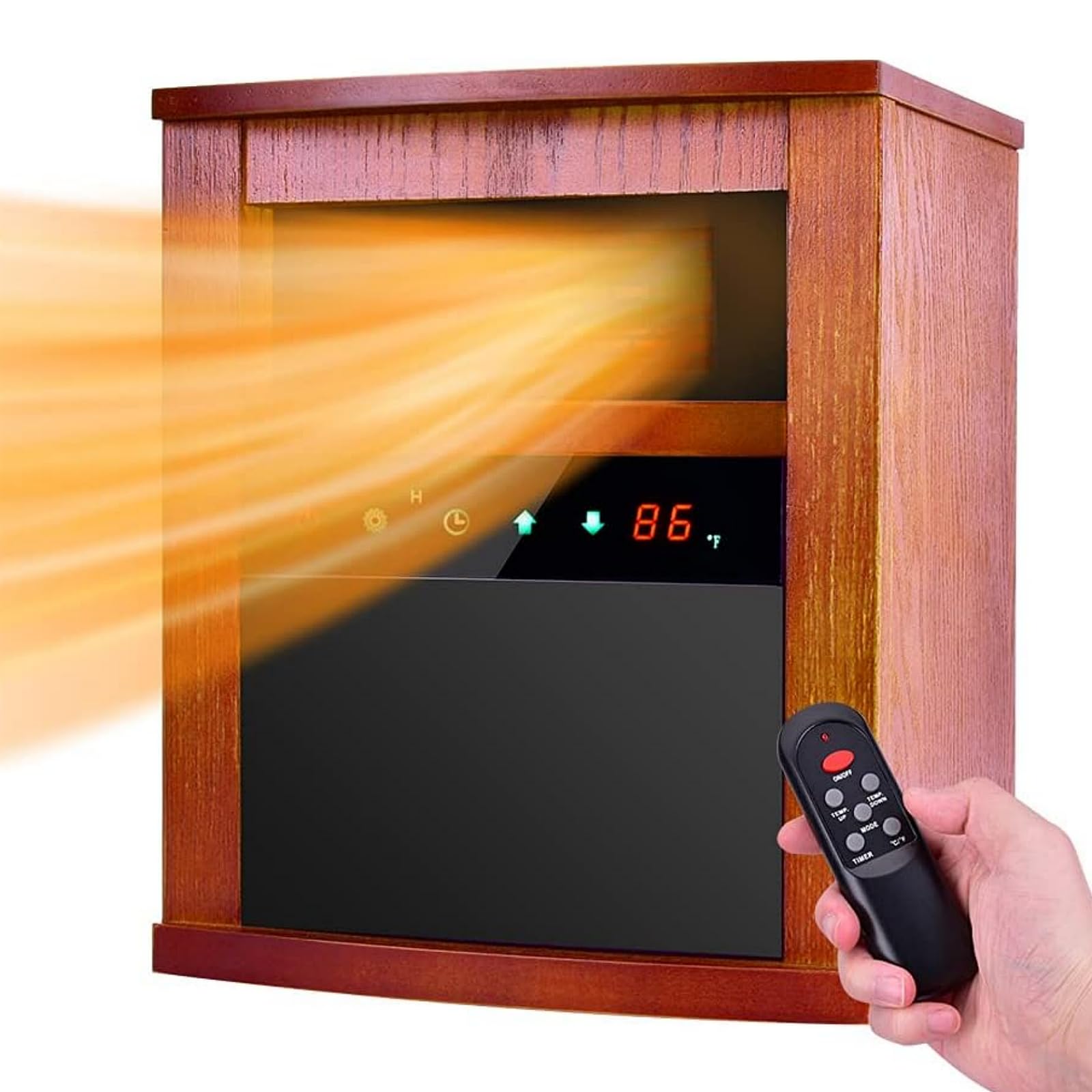 Amazon.com: Air Choice Electric Space Heater, 1500W Infrared Heater w/ 3  Heating Mode, Thermostat, Remote Control u0026 12h Timer, Small Portable Room  Heaters for Indoor Use, Bedroom, Office, Living Room, Dark Walnut :