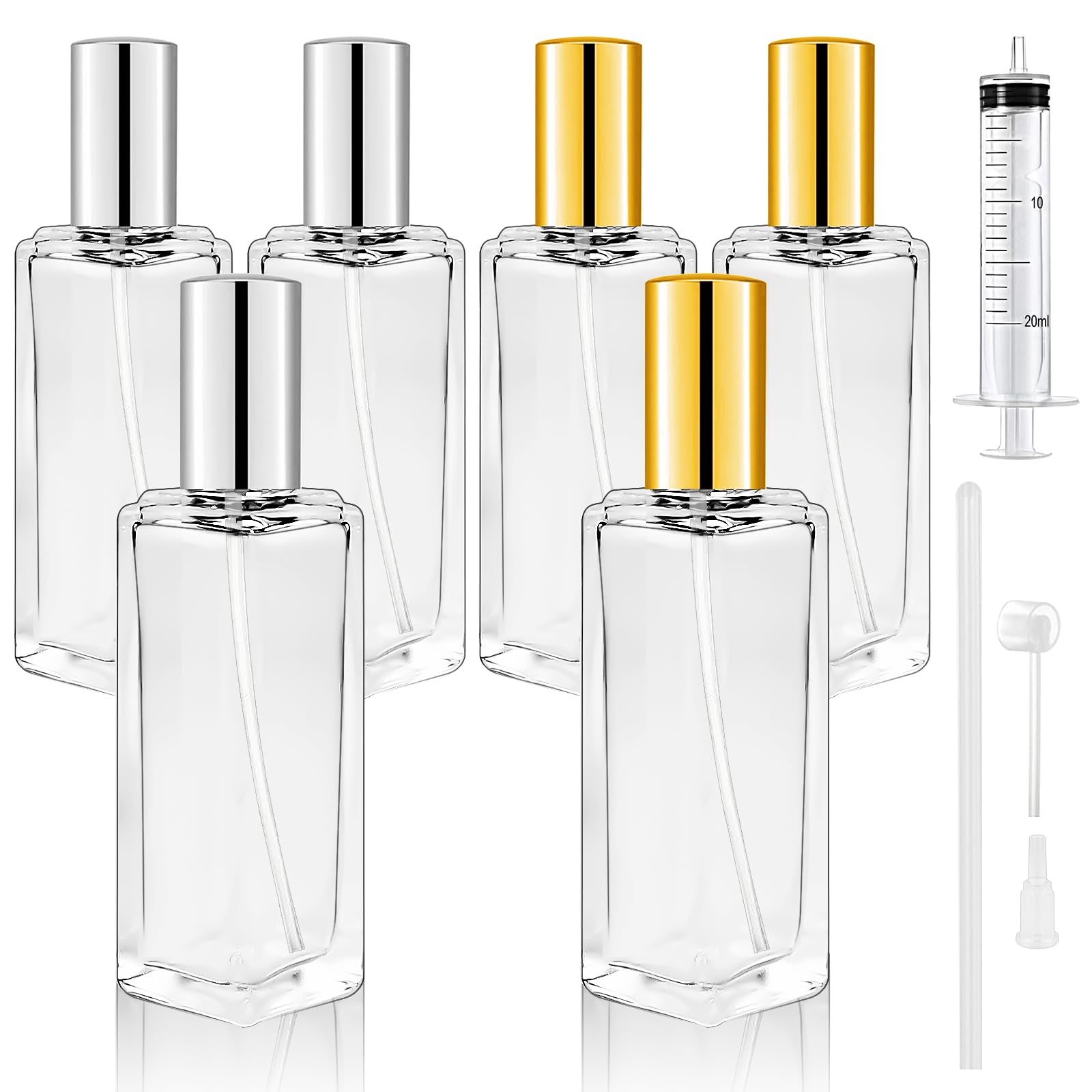 Set Di 5 Flaconi Spray In Vetro Con Manicotto In Silicone - Ugello Regolabile (Nebbia/Flusso/Off), Ricaricabili Per Oli Essenziali E Detergenti, Con Etichette