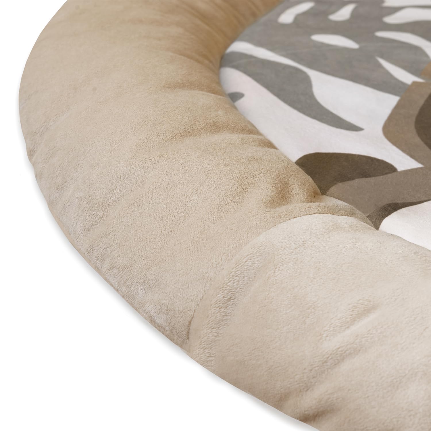 MoMi LUANI Arco de juego con alfombra para gatear, Ø 72 cm (interior), borde alto de 10 cm, 6 juguetes lavables: espejo, juguete con chirrido, jirafa de peluche con sonajero, dos mordedores