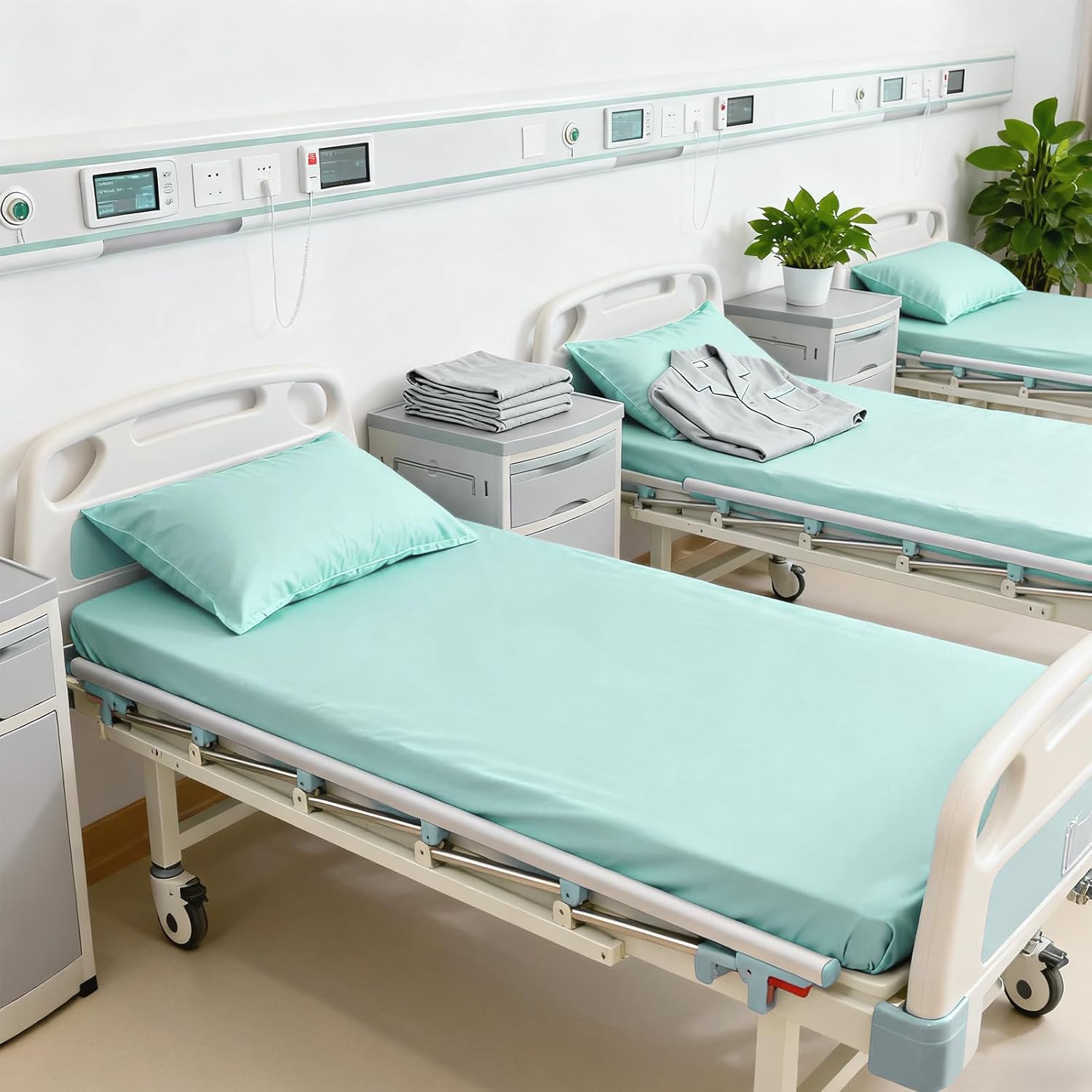 2 Pack Bariatric Hospital Bed Sheet 42"x80"x12" Deep Pocket Fitted Sheets with 2 Pack Pillowcases for Oversized Medical & Bariatric Mattresses - Soft