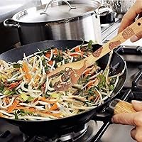 Vista 6 de Juego de 5 cucharas de madera para cocinar, cucharas de bambú talladas, accesorios de cocina para cocinar, utensilios de cocina, espátulas, regalos