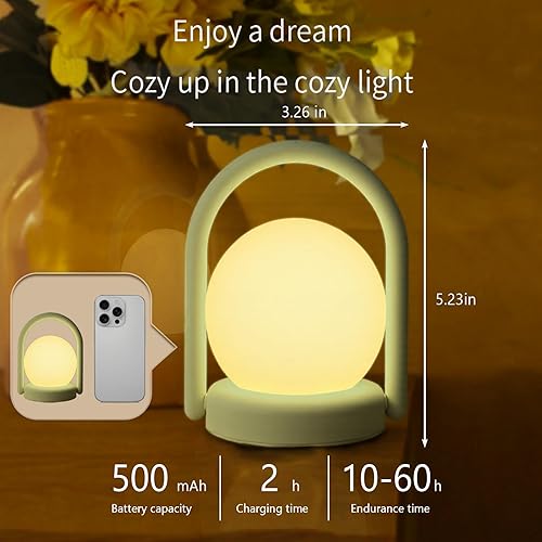 Miniatura 3 de Vivilumens Luz nocturna para niños, lámpara de escritorio de campamento, recargable, portátil, lámpara táctil de noche, luz nocturna regulable de