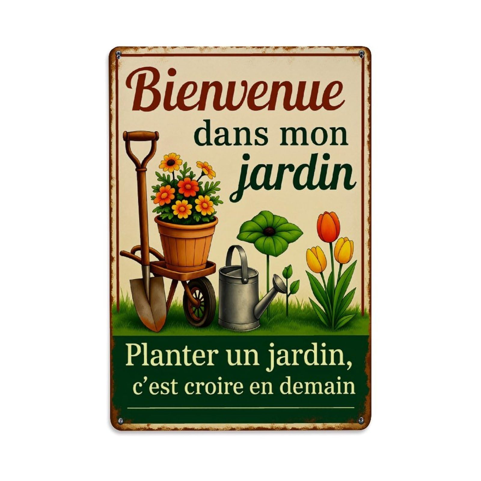 Jdyaojiesheng Vintage Welcome To My Garden Planting A Garden Is Believing In Tomorrow Tin Sign Retro Metal Wall Decor Metal Poster, Home Bar Garage Farmhouse Cafe Wall Art Decoration 8X12inches