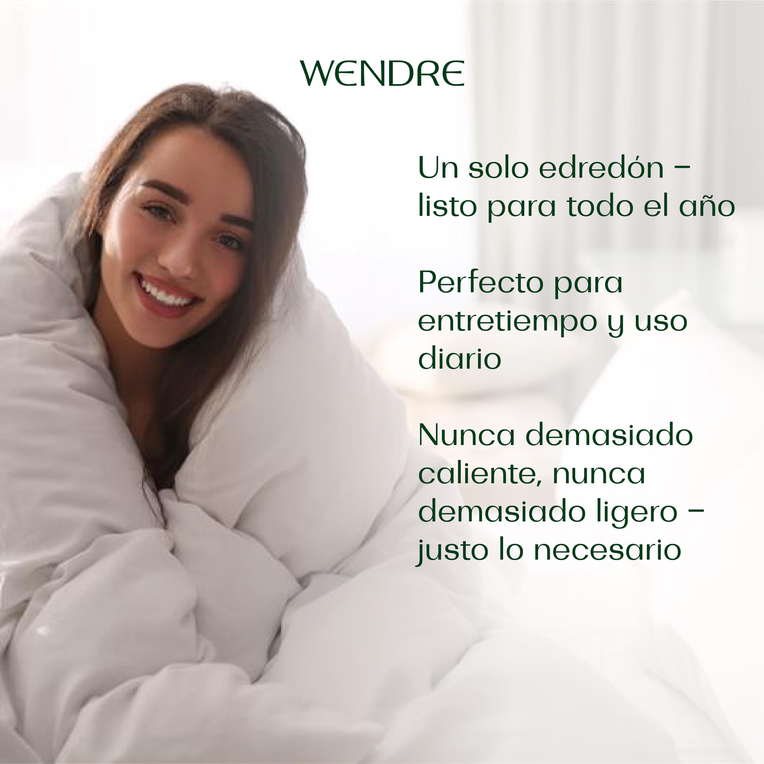Wendre Edredón Nórdico Entretiempo 200x220 cm – 300 g/m² Transpirable y Ligero – Microfibra Hipoalergénica, Certificado Oeko-Tex, Fabricado en Europa