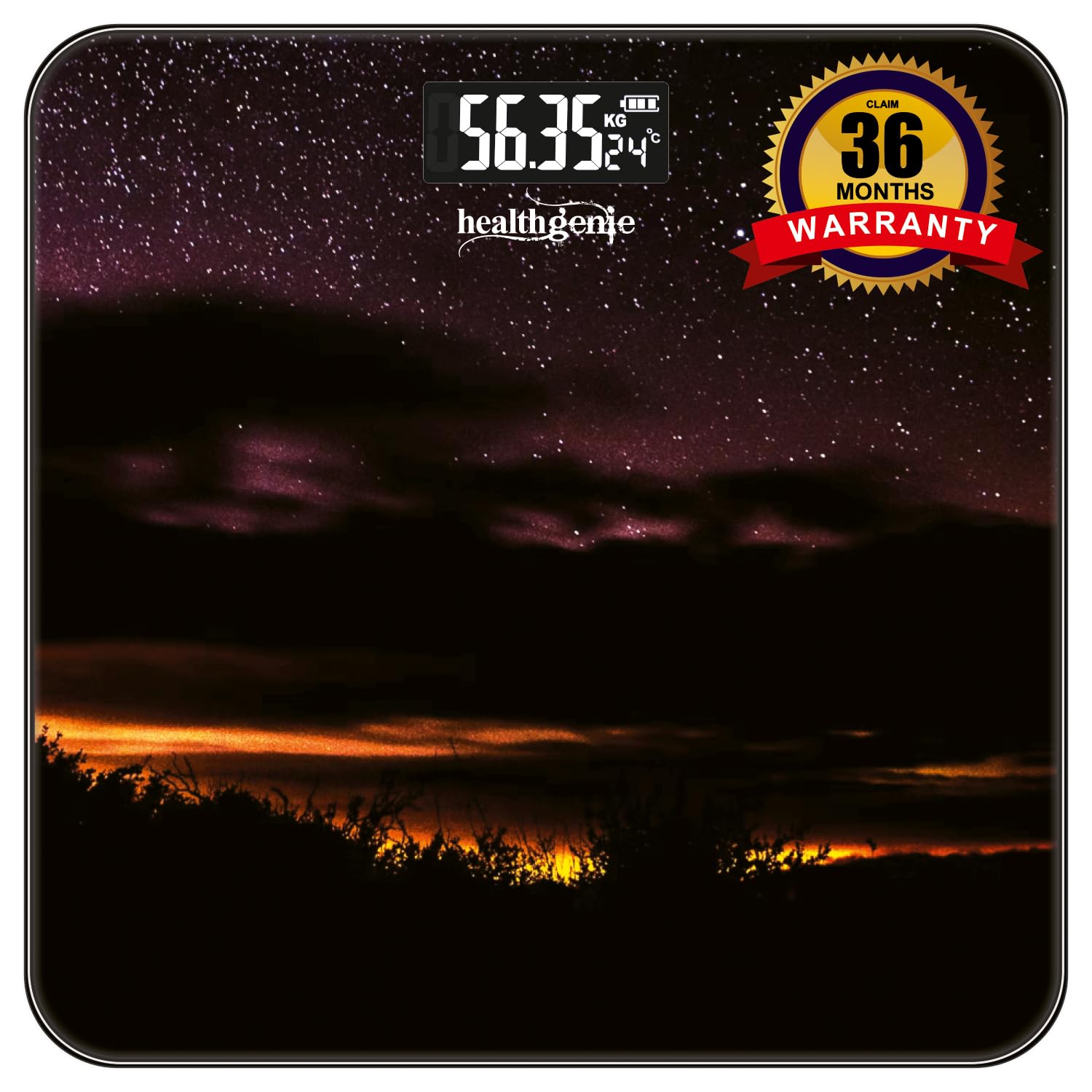 Weight Machine for Body Weight Thick Tempered Glass LCD Display With 3 Years Warranty Weighing Scale Dusk Horizon