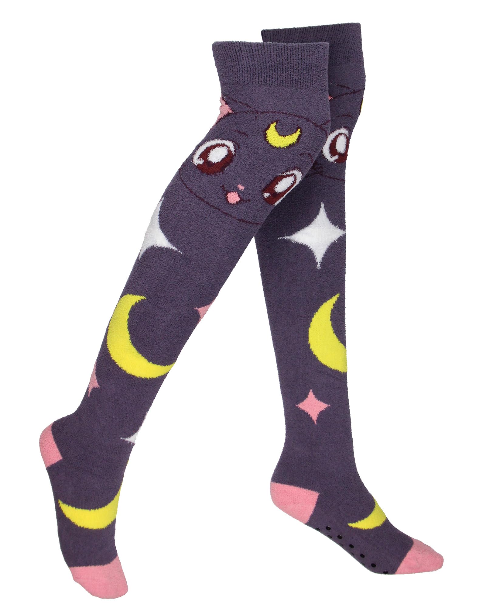 Bioworld Sailor Moon Crystal Women's Luna Character Design Over Knee High Non-Slip Socks