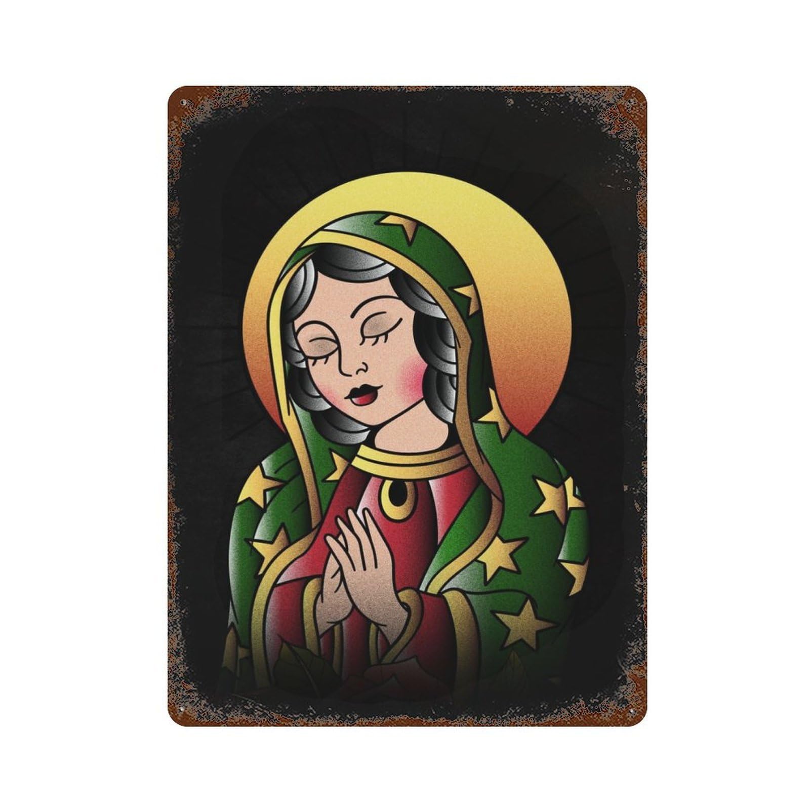 Virgin of Guadalupe Mx Retro Metal Sign 15.7"x11.8", Vintage Wall Decor for Garage, Pub Or Kitchen