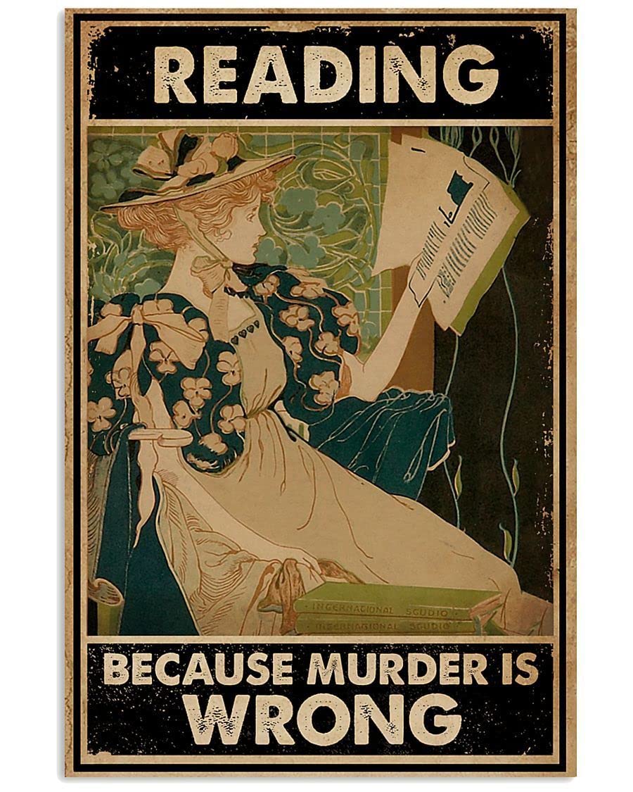 Azolid Style8 Funny Tin Signs Reading Because Murder Is Wrong Home Kitchen Restaurant Wall Club House Decoration Tin Sign 12X8 Inches
