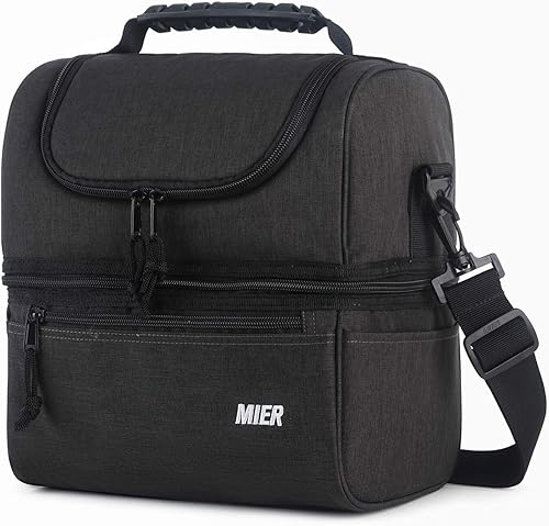 Miniatura 18 de MIER Lonchera Aislada de Doble Compartimento Bolsa de Almuerzo Hielera a Prueba de Fugas para Hombres Mujeres Adultos Trabajo, Verde Militar, Verde
