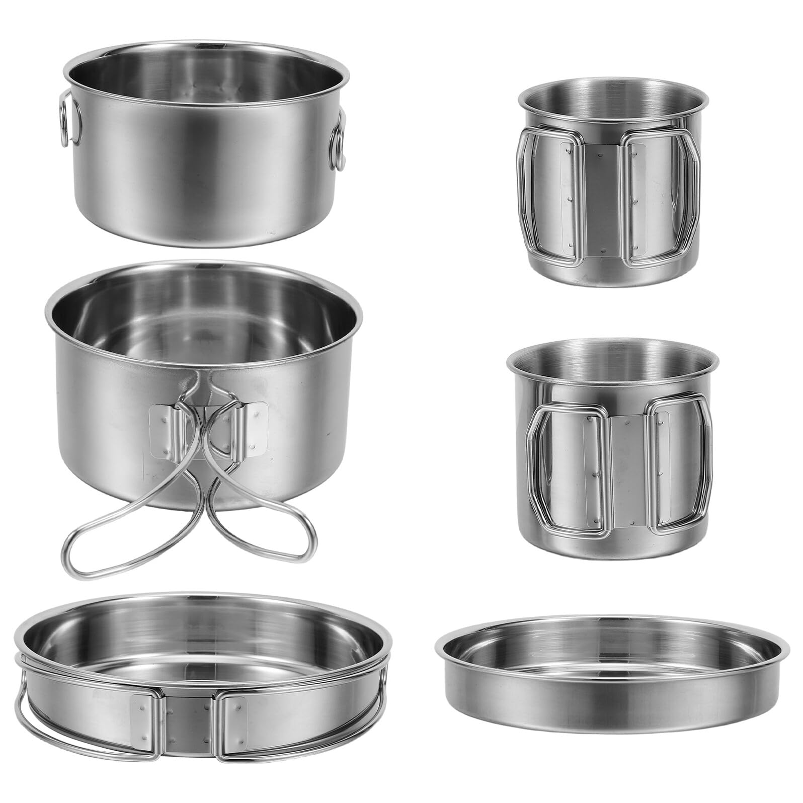 Ipetboom Edelstahl Geschirr Set Camping Besteck Faltbar Outdoor Besteckset Tragbar für Wanderungen Picknicks
