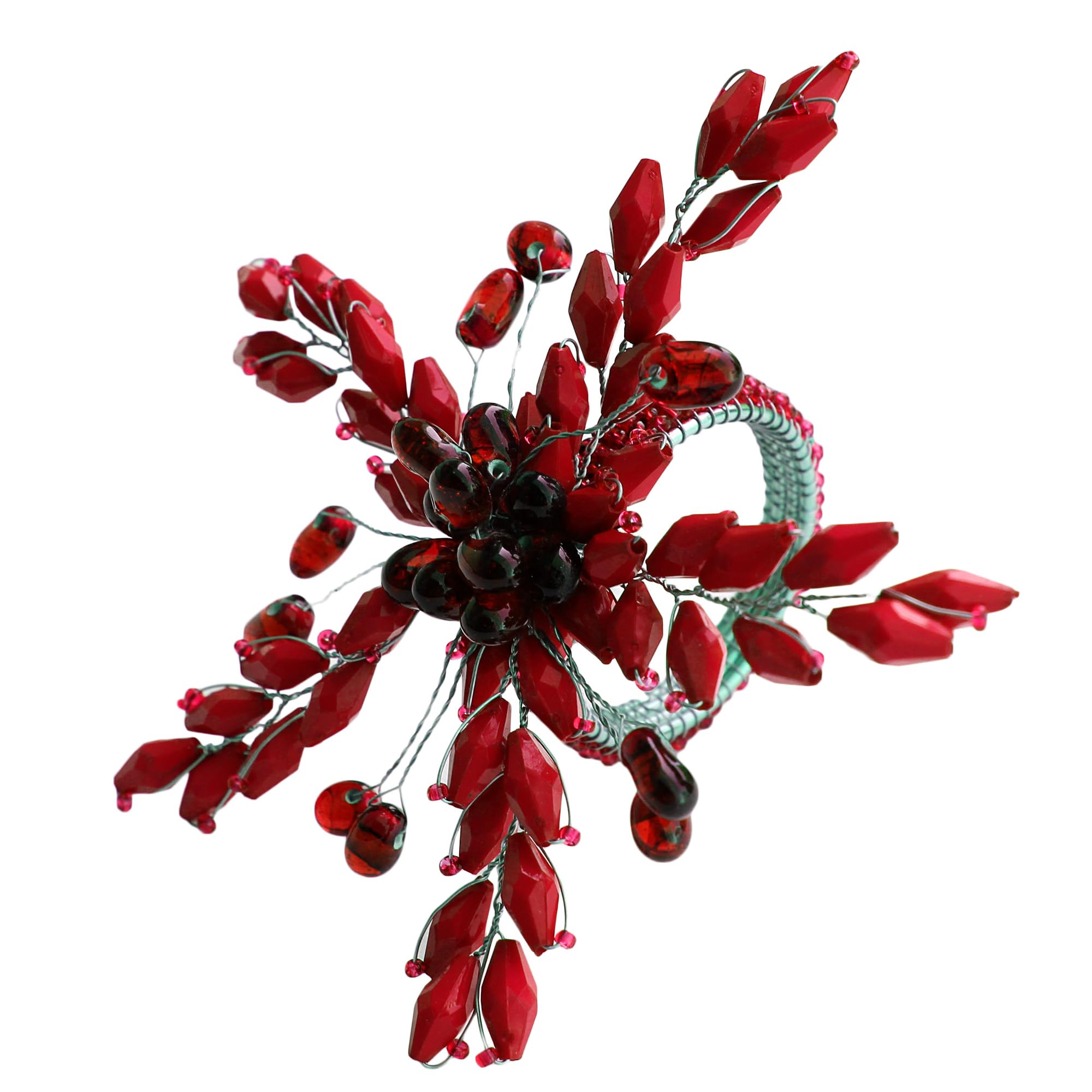 ITOS365 Lot de 12 ronds de serviette en métal pour décoration de table à manger, fêtes, quotidien, feuille rouge (lot de 12)