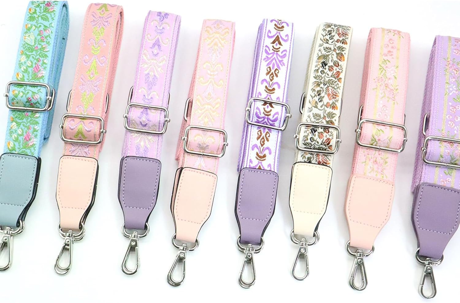 Purse Strap - Retro Ethnic Embroidery Adjustable Shoulder Straps for Women, 1.2" Width, 53.5" Longth Silver Hook Bohemian Style Crossbody Bag Strap image 2