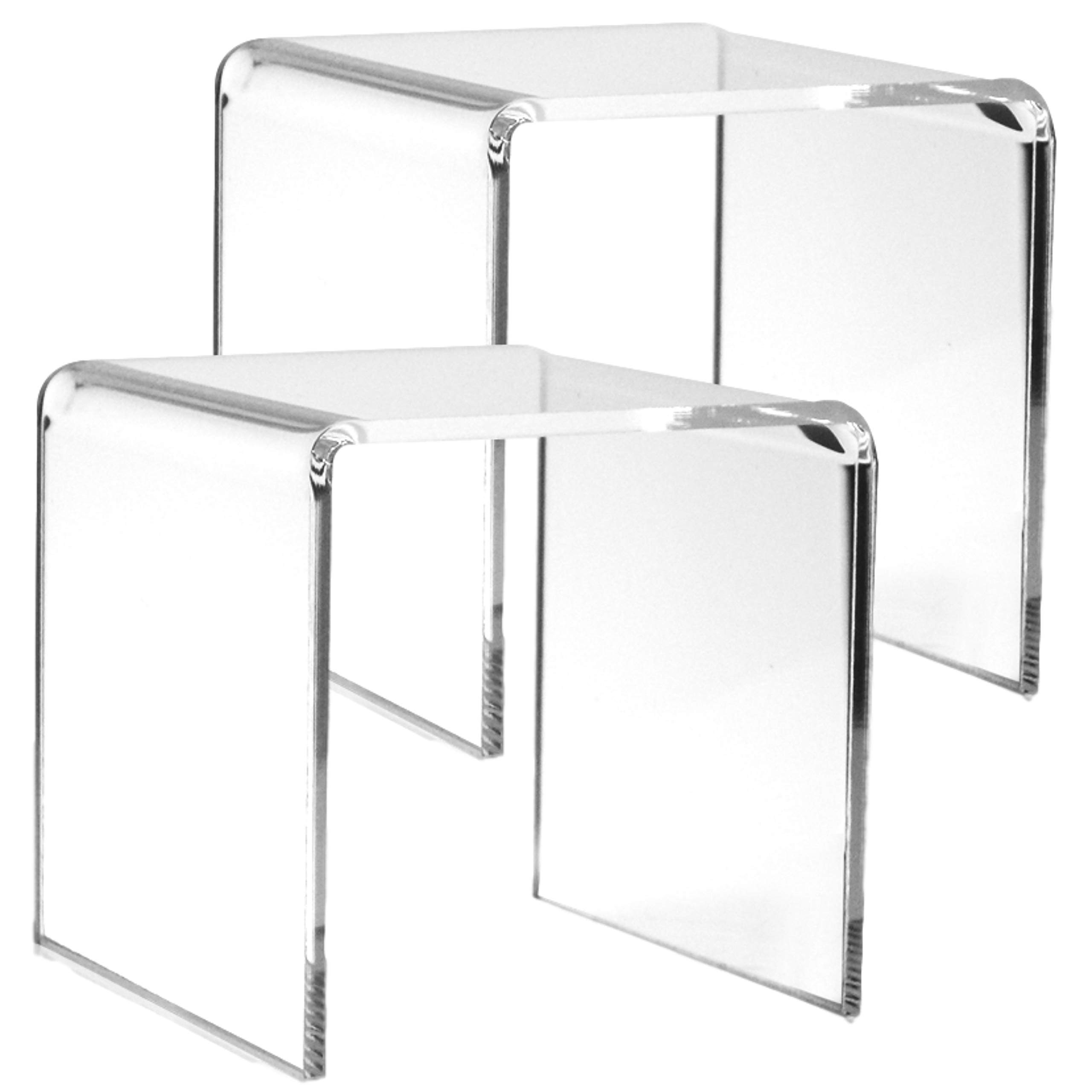Clear Acrylic Display Stands - Set of 2 - Tall U-Shaped Stands - 4"H Transparent Risers - Weddings - Parties - Home Decor - Table Top Displays - Craft