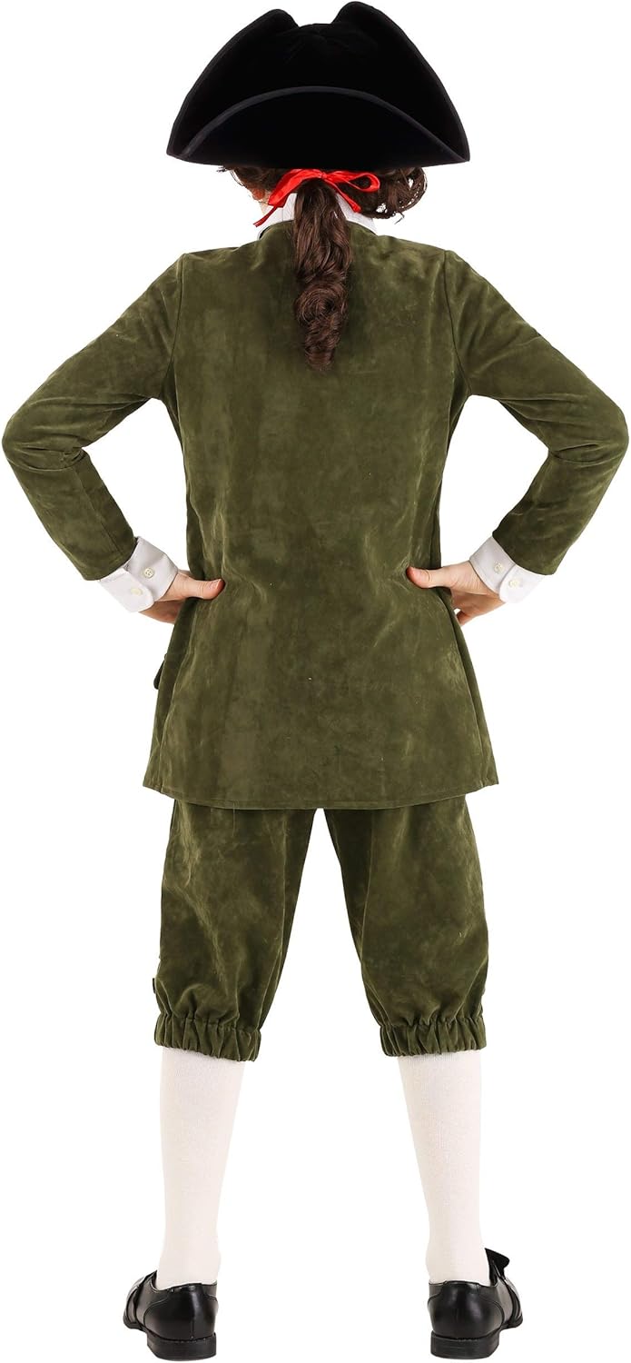 Boys Colonial Child Costume With Jacket, Pants, Scarf, & Hat | Play Pretend And Dress Up Clothes For Halloween - Image 3