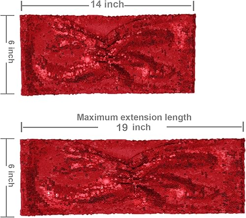 Miniatura 7 de Eternal Beauty Juego de 20 bandas de lentejuelas con lazo rojo para decoración de bodas, hoteles, fiestas