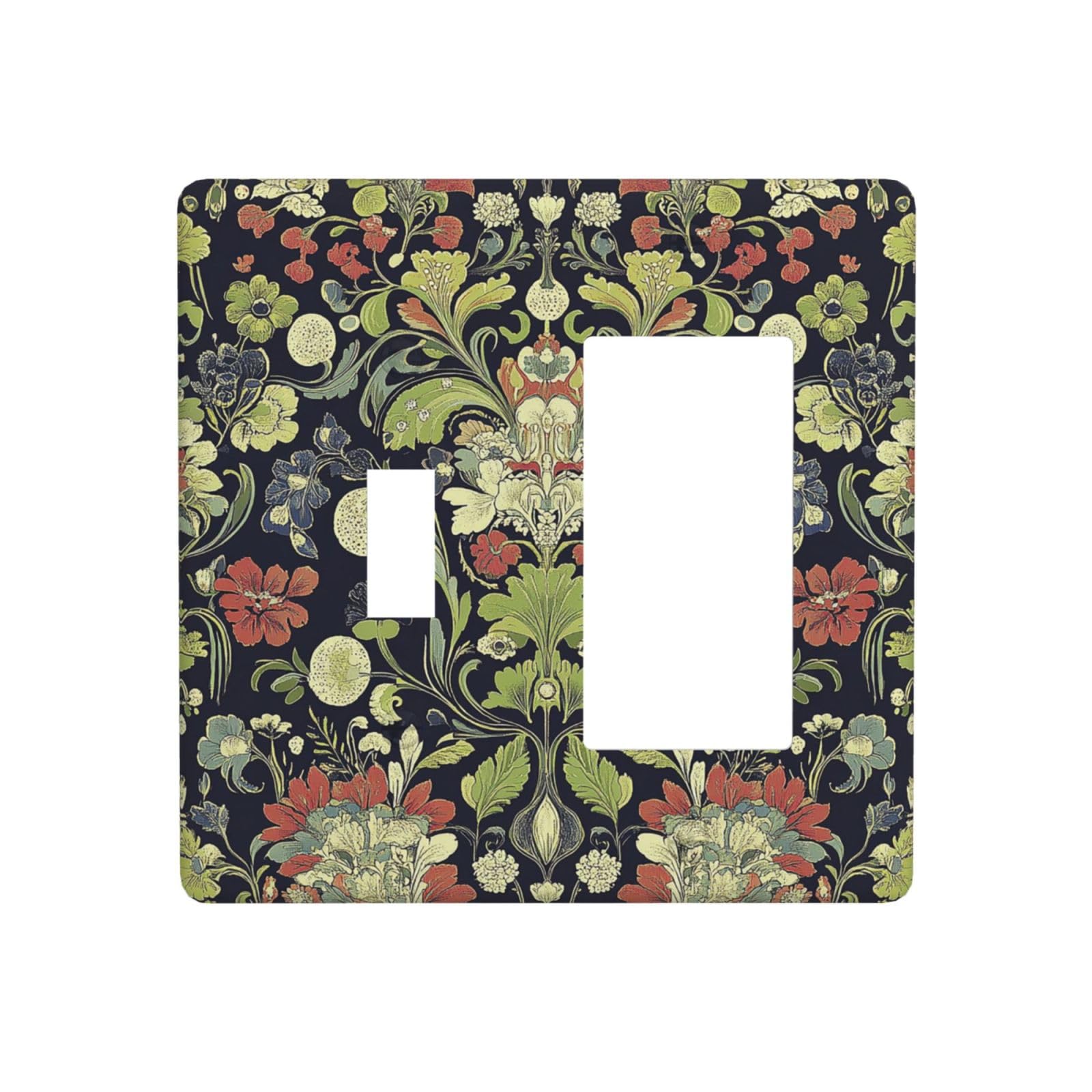 Donecmminery Outlet Covers Vintage Floral Dark Green Morris Flower 1 Toggle 1 Rocker Combination Decorative Wall Plate Electrical Switch Plates Light Switch Cover Plate For Farmhouse Home Decor