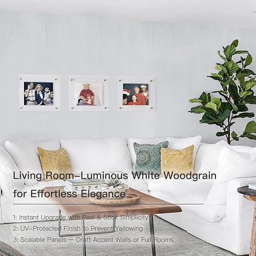 Vista 7 de Papel tapiz de madera blanca de 17.7 x 78.8 pulgadas, papel de contacto de madera grueso, papel tapiz blanco blanco para despegar y pegar, papel