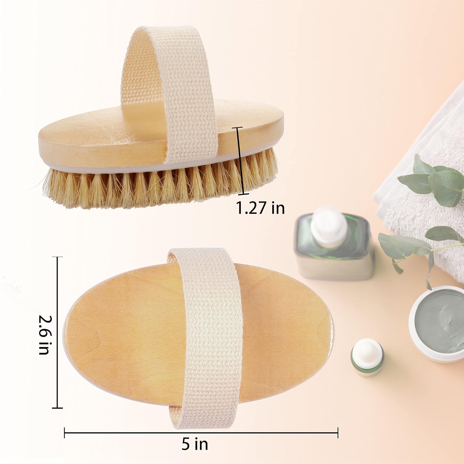 2 Pack Bath Brushes for Exfoliating and Cleaning,Oval Bamboo Brush,Natural Soft and Hard Boar Bristles,Suitable for Whole Body Massage to Promote Blood Circulation.(Dry or Wet Brushing) : Beauty & Personal Care